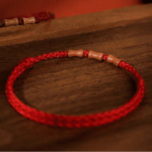 Peachwood Bamboo Red String Bracelet – Minimal Talisman (3 Colors)