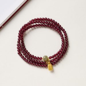 Exclusive: Red Garnet Beads Fu Wealth Bracelet - Buddha & Karma
