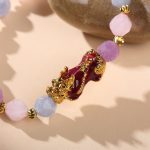 The Prosperity Bracelet - Amethyst, Aquamarine, Rose Quartz Pixiu - Buddha & Karma