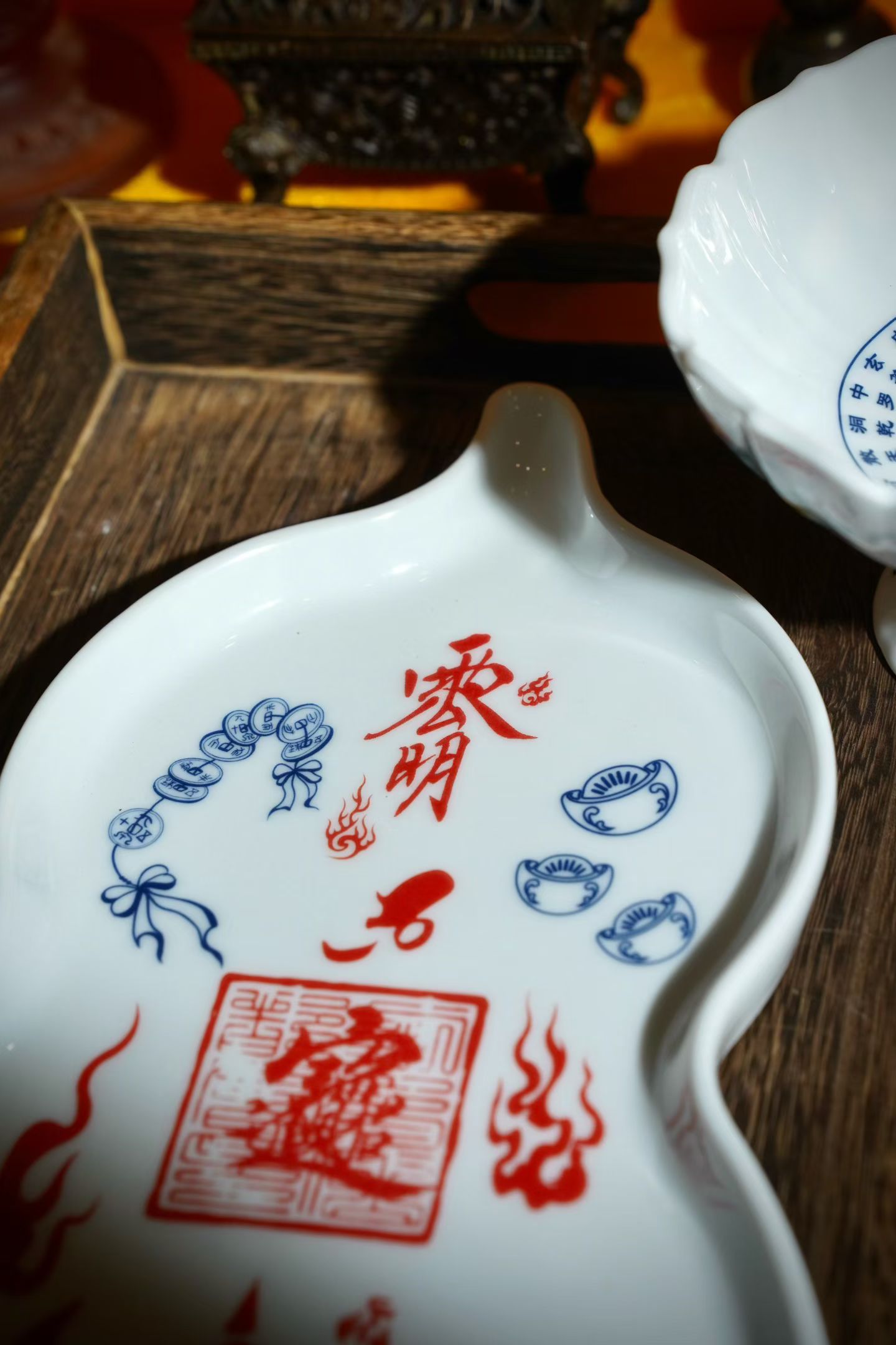 Hand-painted Taoist talisman ceramic ritual vessels
